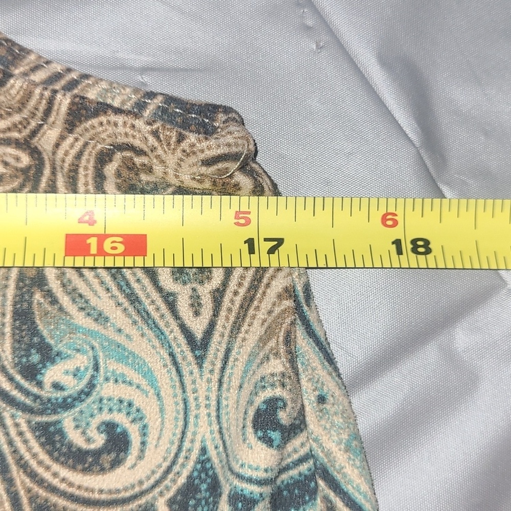 Midi Sundress Microsuede Sheath Dress Rich Swirly Print Brown Blue Contrast Boho - Picture 2 of 8